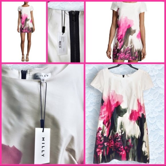 Milly Chloe Watercolor Floral Sheath Pink Dress - Picture 2 of 3
